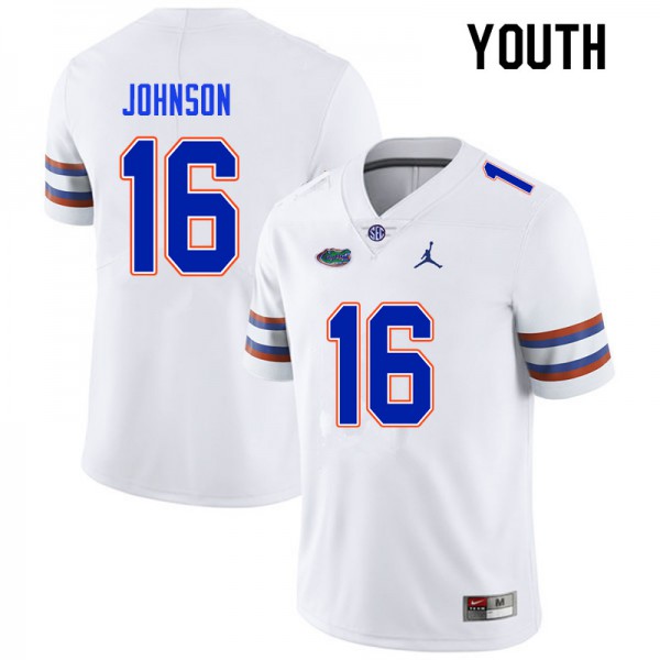 Youth #16 Tre'Vez Johnson Florida Gators College Football Jerseys White
